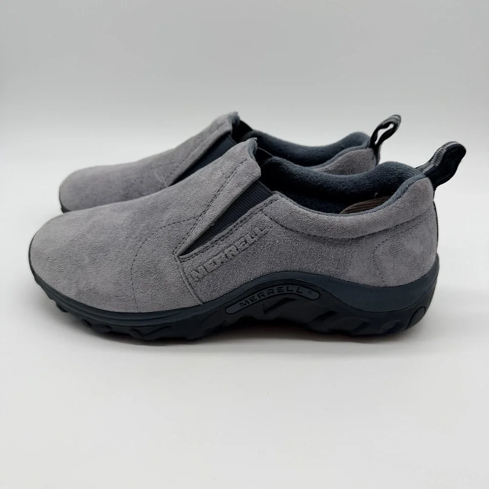 Merrell‎ Shoes Youth Sz 5.5 Gray Jungle Moc Leather Slip-On Regular Castlerock